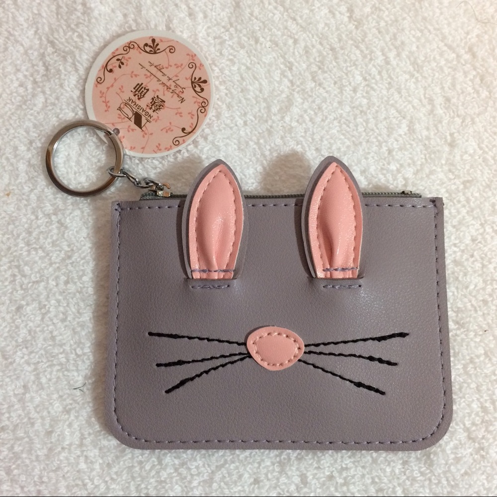 🐾NWT Mauve & Gray Kitty Coin Purse🐾